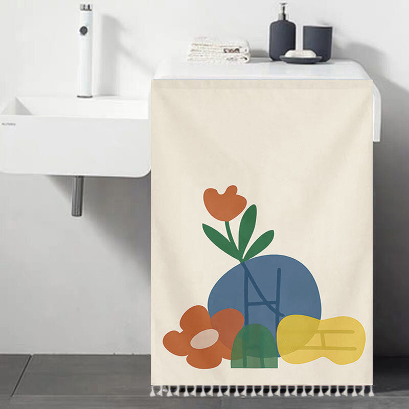 Cartoon Print Cabinet Curtains With Tassels Wardrobe Clothes Home Decor