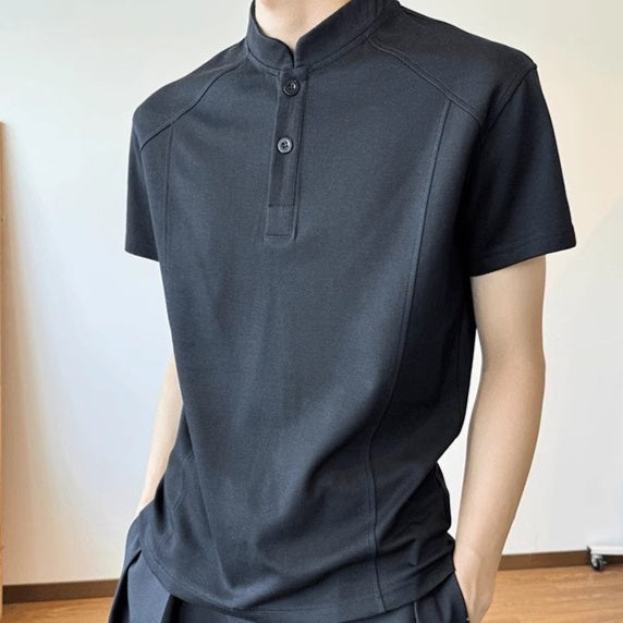 Shoulder Structure Patchwork Short-sleeved T-shirt