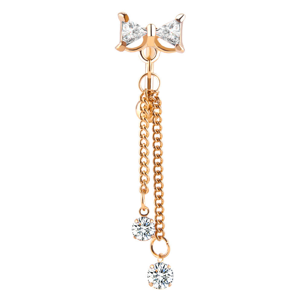 Stainless Steel Diamond Navel Stud Bow Diamond Belly Ring Human Body Piercing Accessories