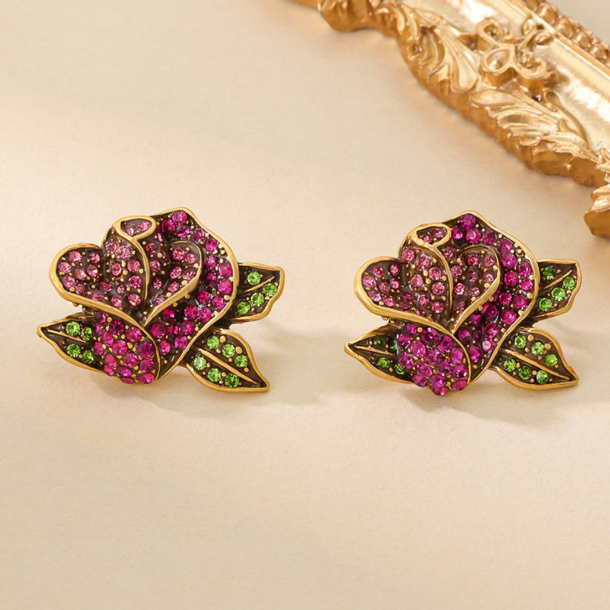 Light Luxury Diamond Rose Flower Fashionable Temperamental All-match High-grade Ear Studs