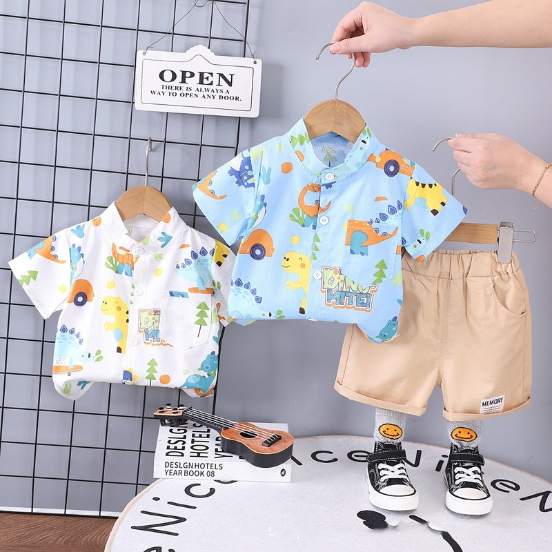 Children's Clothing Summer New Suit Children Cotton Clothes Baby Short Sleeve Shirt