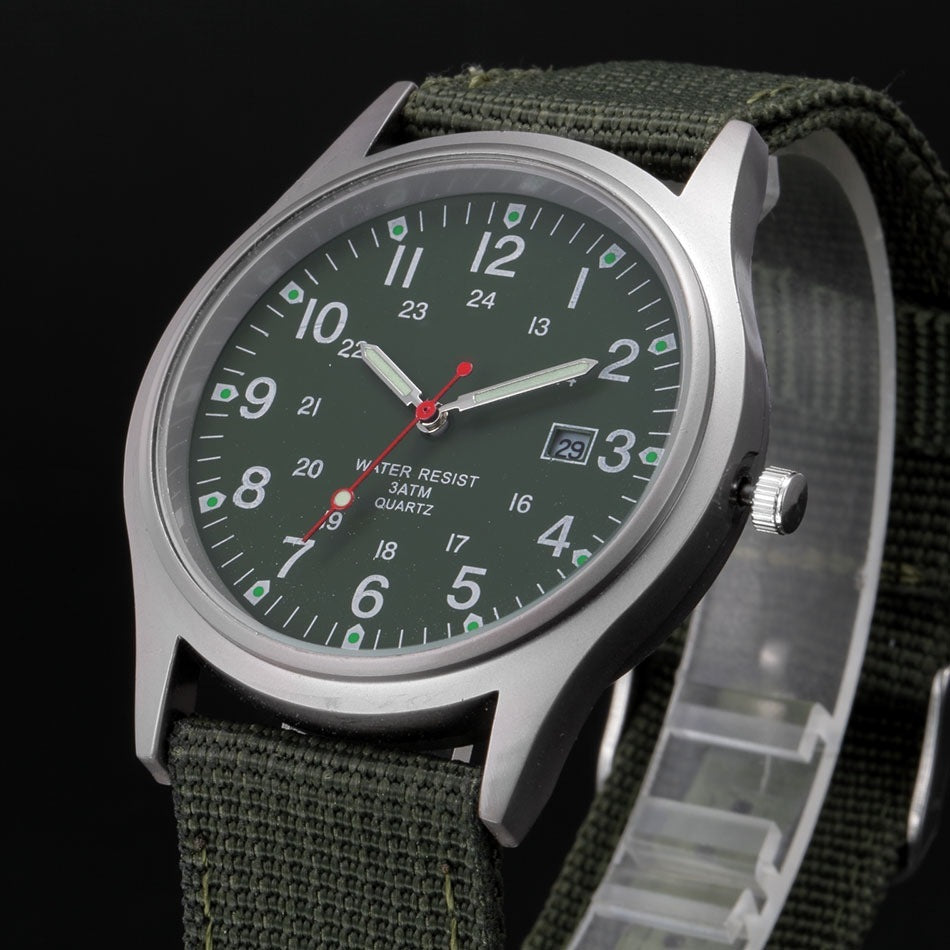 Watches Fabric Band Military Calendar Army Clock