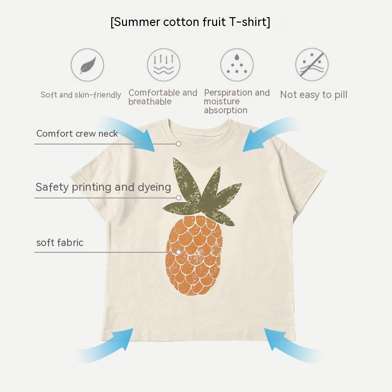 Summer Cotton Fruit Printed Clothing Short Sleeve