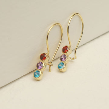 Sterling Silver Colorful Crystals Women's Exquisite Versatile Elegant Earrings