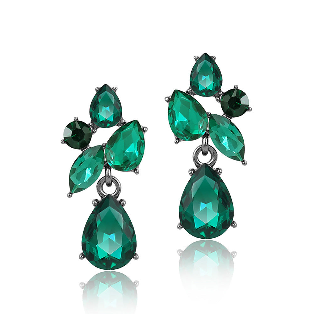 Cute Girl Simple Style Crystal Steel Needle Earrings