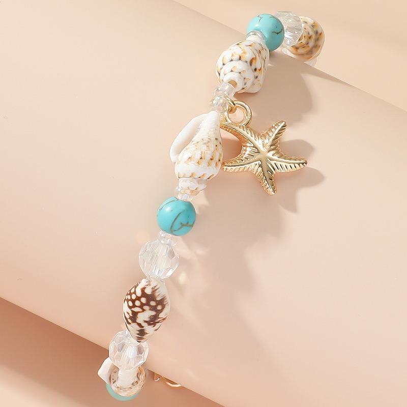 Popular Ornament Conch Bead Turquoise Beach Starfish Pendant Shell Crystal Beads Bracelet
