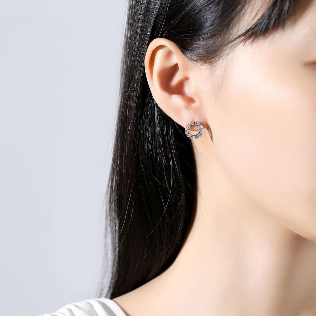 Ring Super Copper Micro Zircon-encrusted Stud Earrings Female