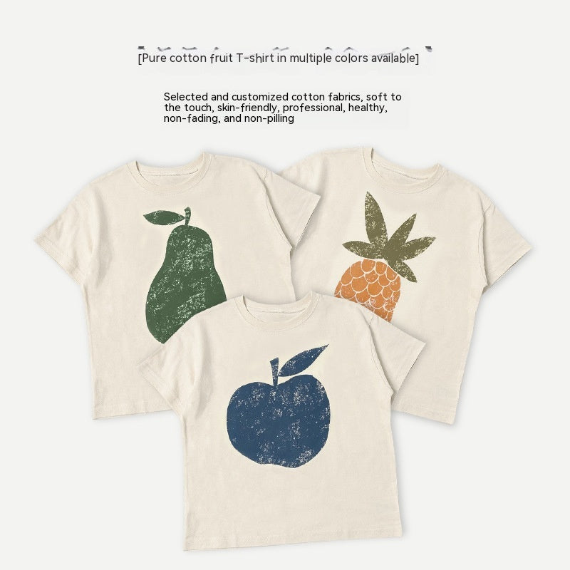 Summer Cotton Fruit Printed Clothing Short Sleeve