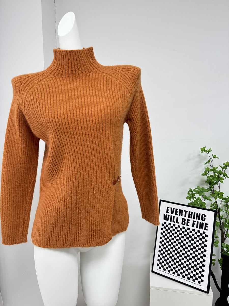 New Raglan Sleeve Half Turtleneck Knitted Sweater