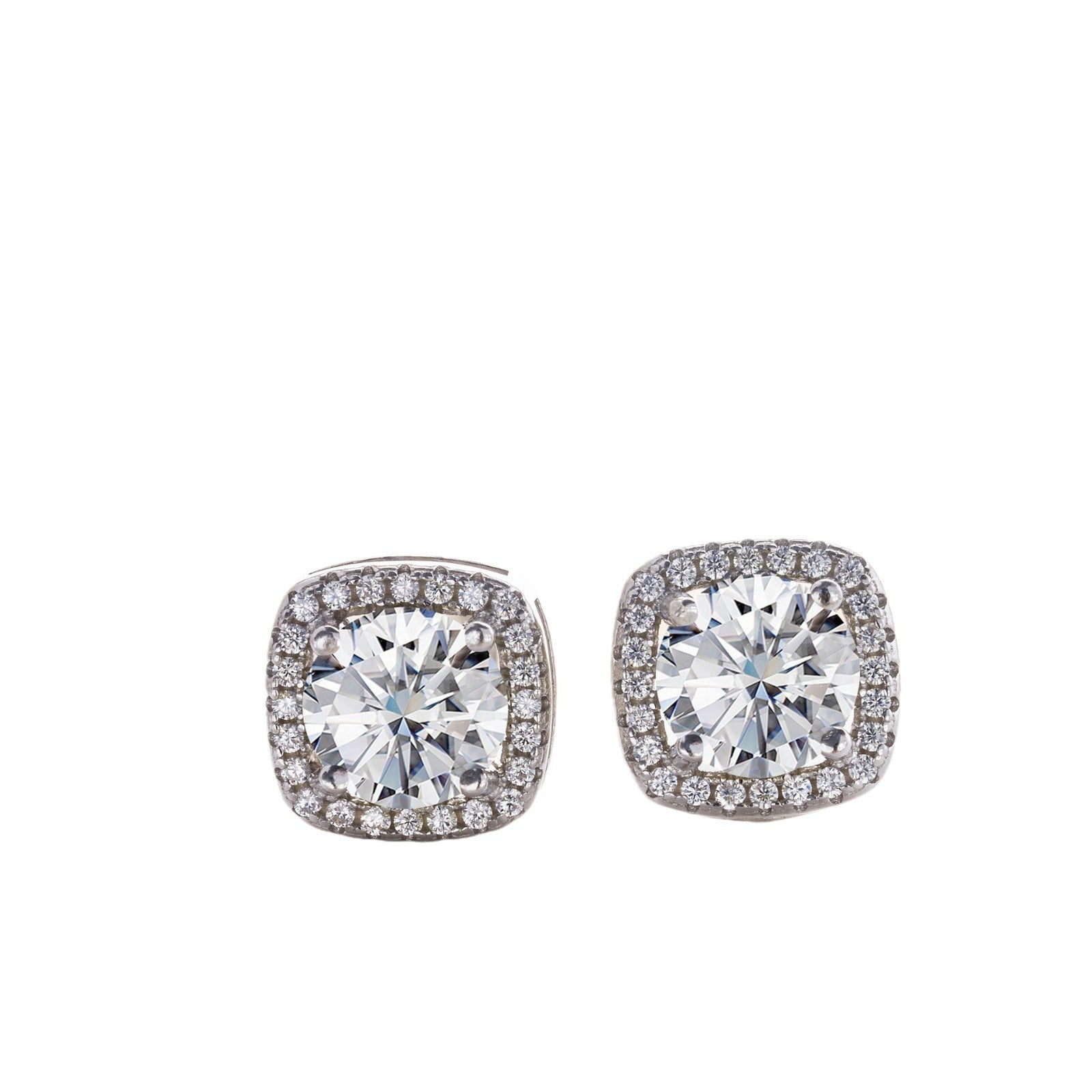 Micro Inlaid Moissanite Stud Earrings Female S925 Sterling Silver