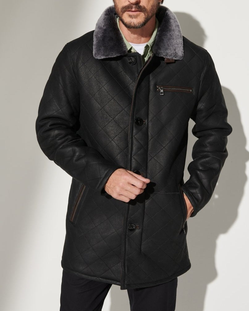 Quilted Fur Coat Long Fur Button Coat Jacket