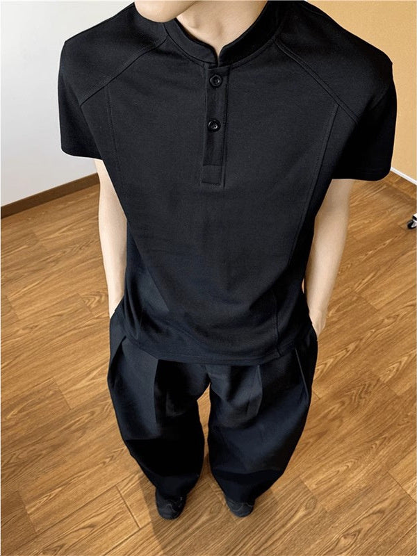 Shoulder Structure Patchwork Short-sleeved T-shirt