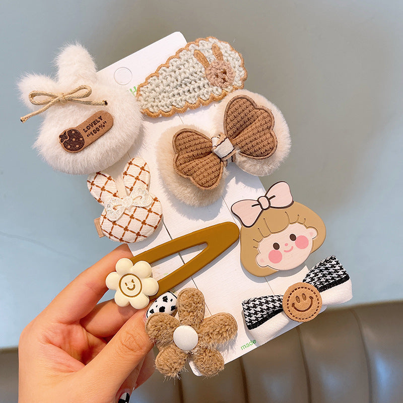 Bear Rabbit Hairpin Plush Loving Heart Flower Hair Accessories