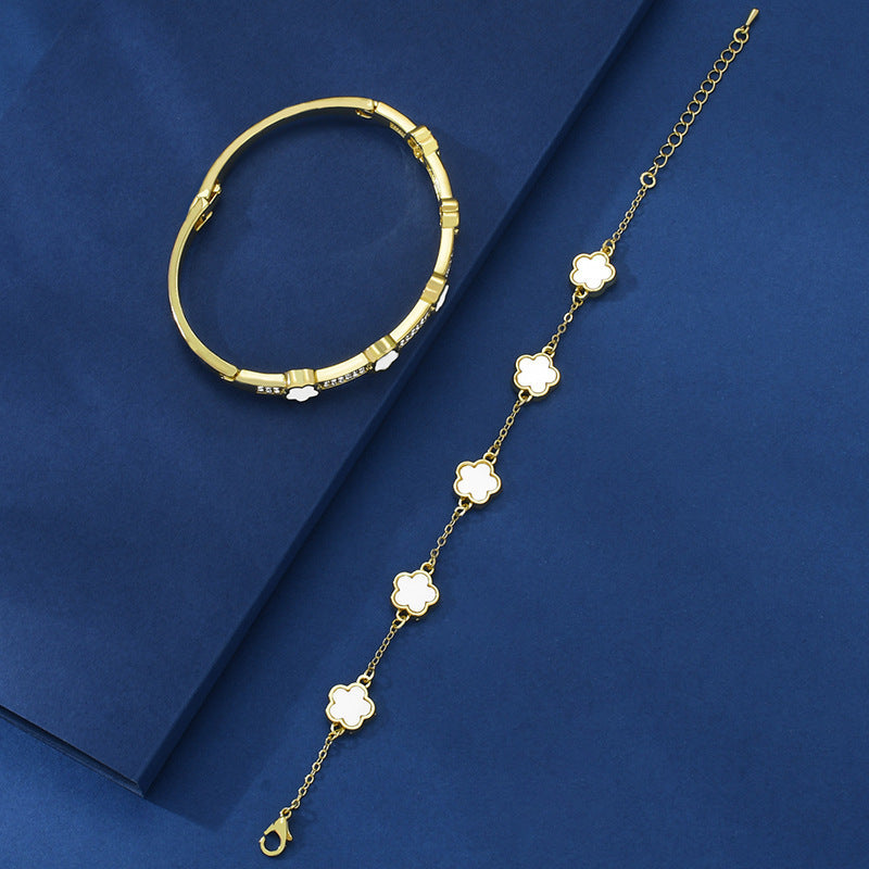 Five Petal Flower Brace Lace Bracelet Two-piece Set