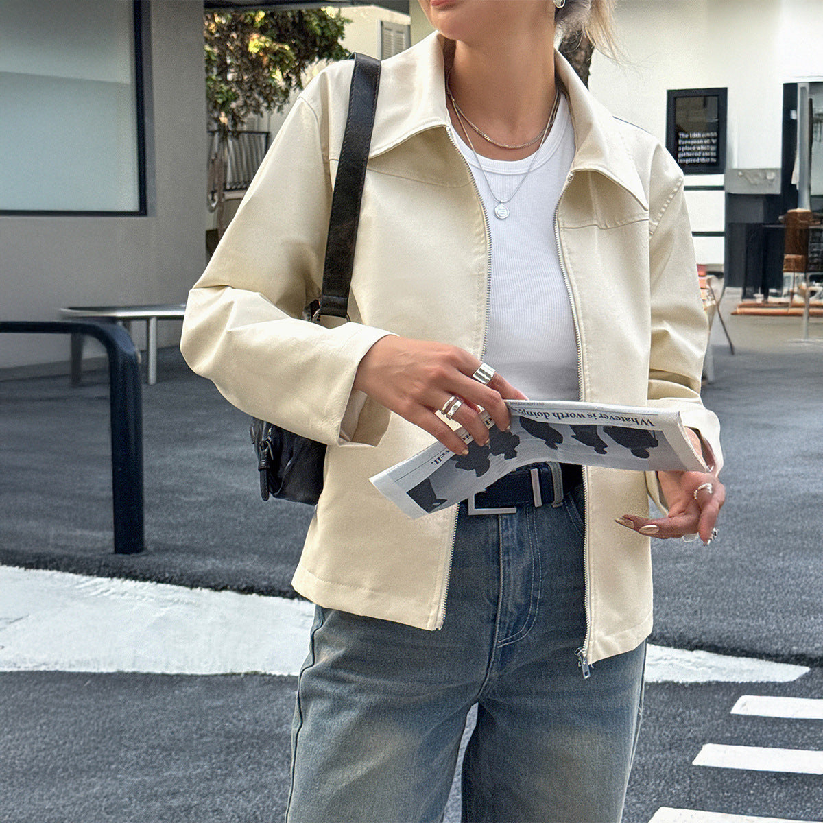 Long Sleeve Leather Coat Women's Clothing