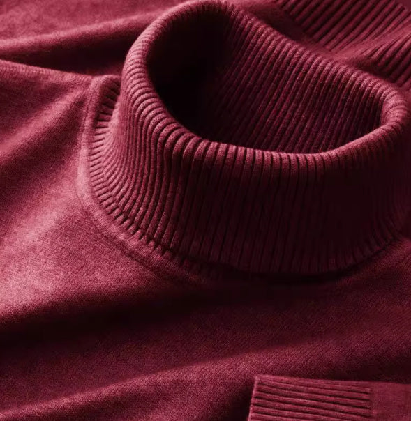 Fleece-lined Thick Soft Warm One Mock Neck Sweater