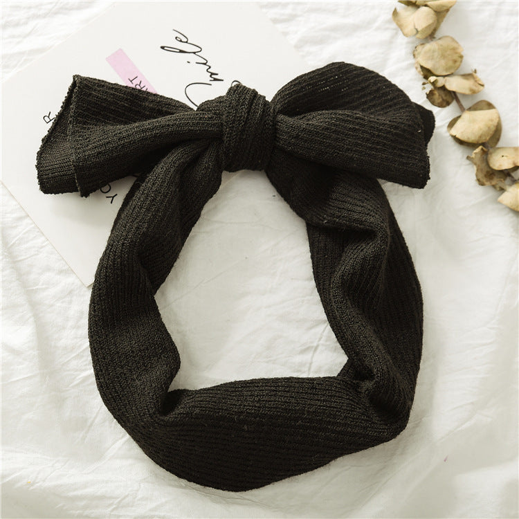Headwear New Bow Hair Accessories Children's Solid Color Baby Hair Band Hair Accessories Wide Brimmed Girl Baby Micro Elastic Headband