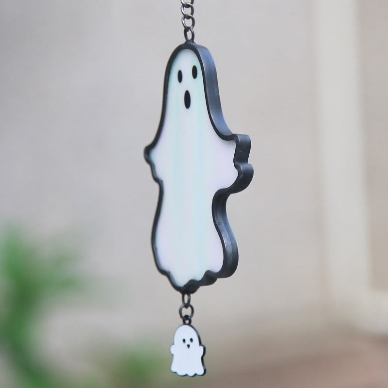 Ghost Ornament Accessories Halloween Decoration Color Glass Pendant Wind Chimes
