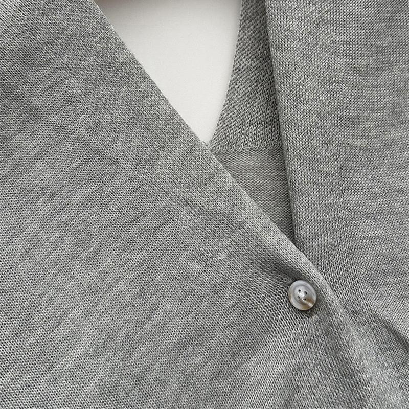 Summer Thin Solid Color Knitted Cardigan With Buckle All-match Cloak Waistcoat