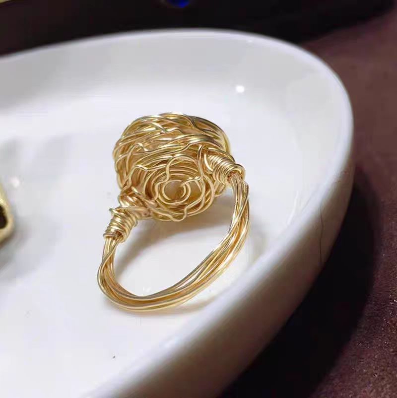 Natural Freshwater Pearl Ring Female Plated 18K Winding