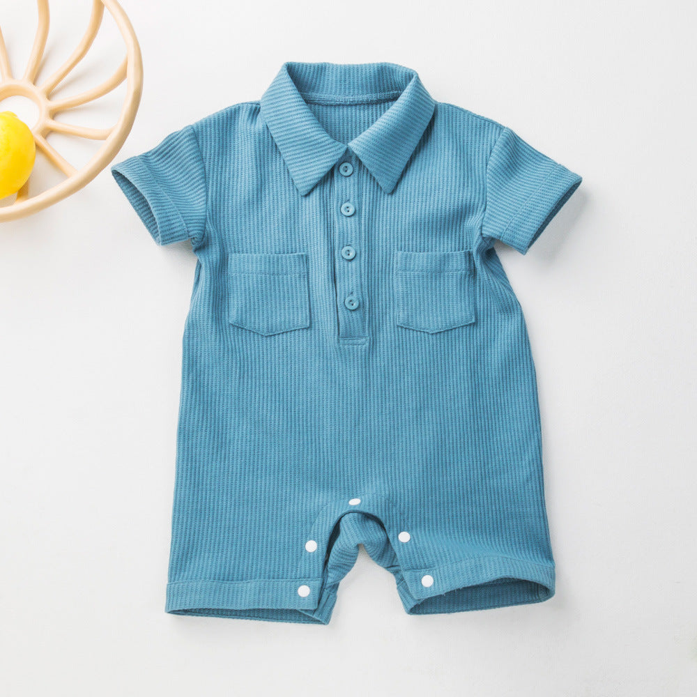 Children's Clothing Short Sleeved Kazakhstan Romper Korean Waffle Triangle Rompers