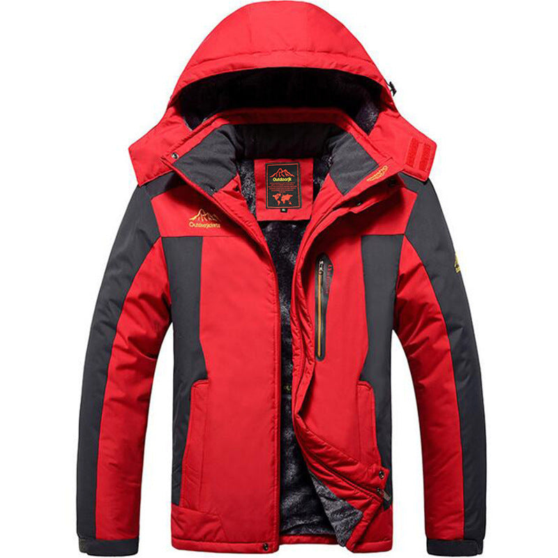 Cold-resistant Fleece-lined Thickened Mountaineering Jacket Men