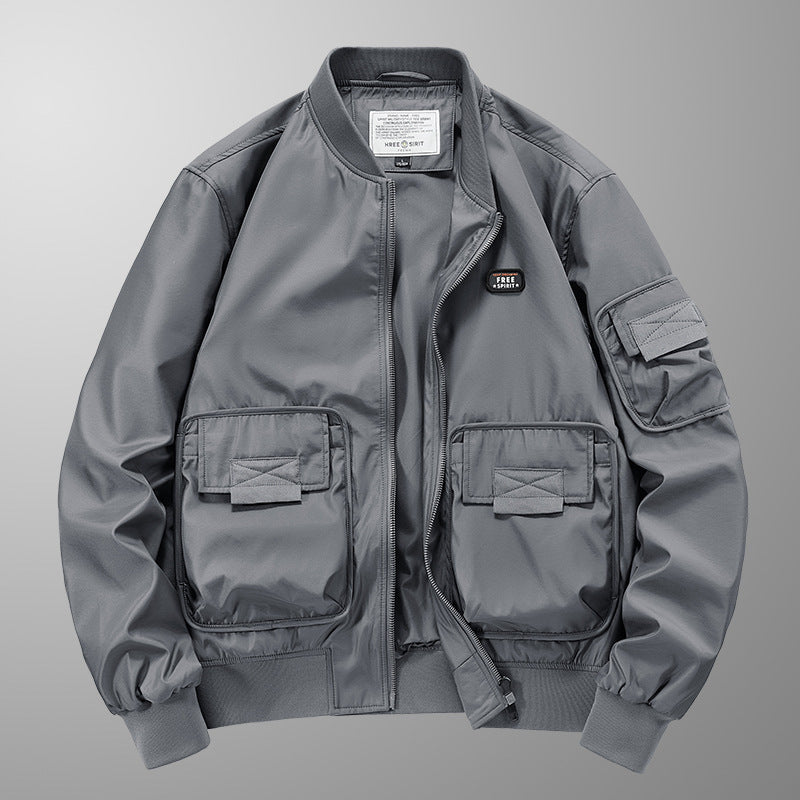 Pilot Jacket Men's Multi-bag Windproof Breathable Retro Coat Top