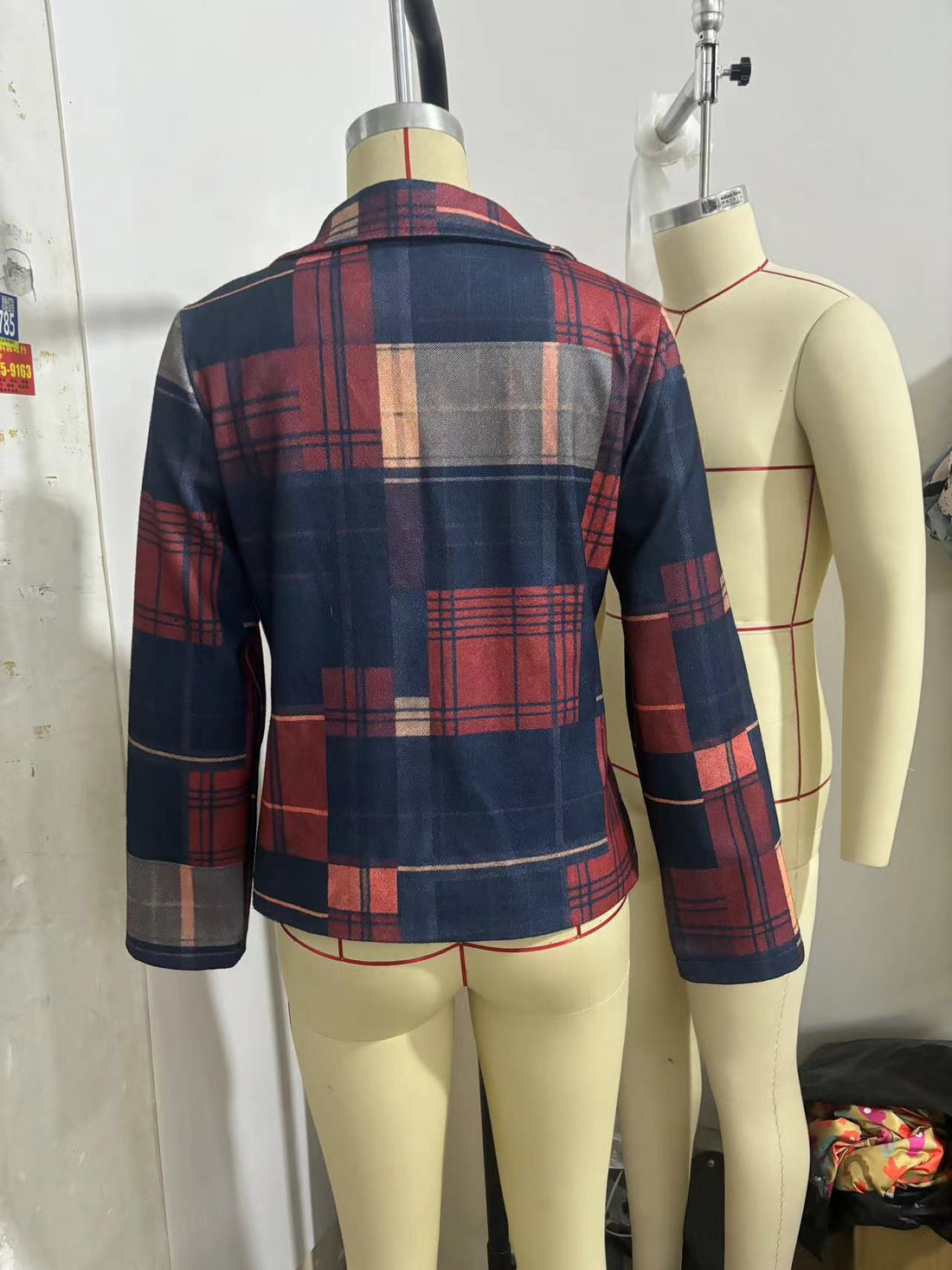 Plaid Retro Warm Coat Autumn And Winter Stand Collar