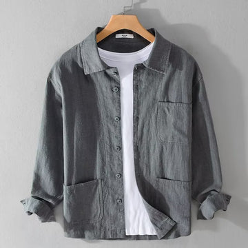 Casual Cotton And Linen Men's Long-sleeved Coat