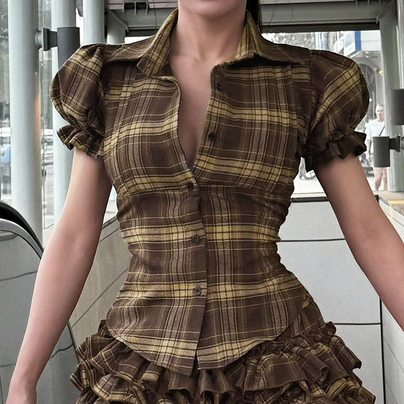 College Style Plaid Pleated Slim-fit All-match Tutu