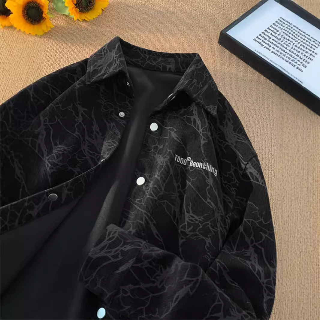 Embroidered High-grade American Retro Corduroy Shirt For Men