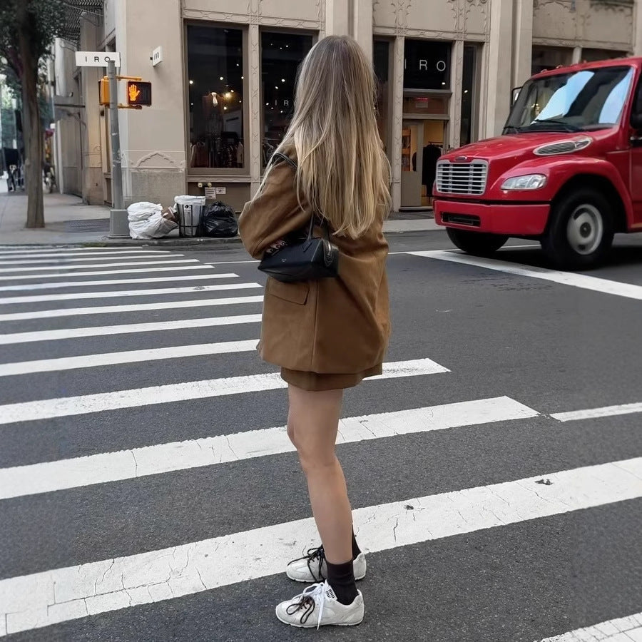 Women's Fashion Single-breasted Suit Coat Skirts