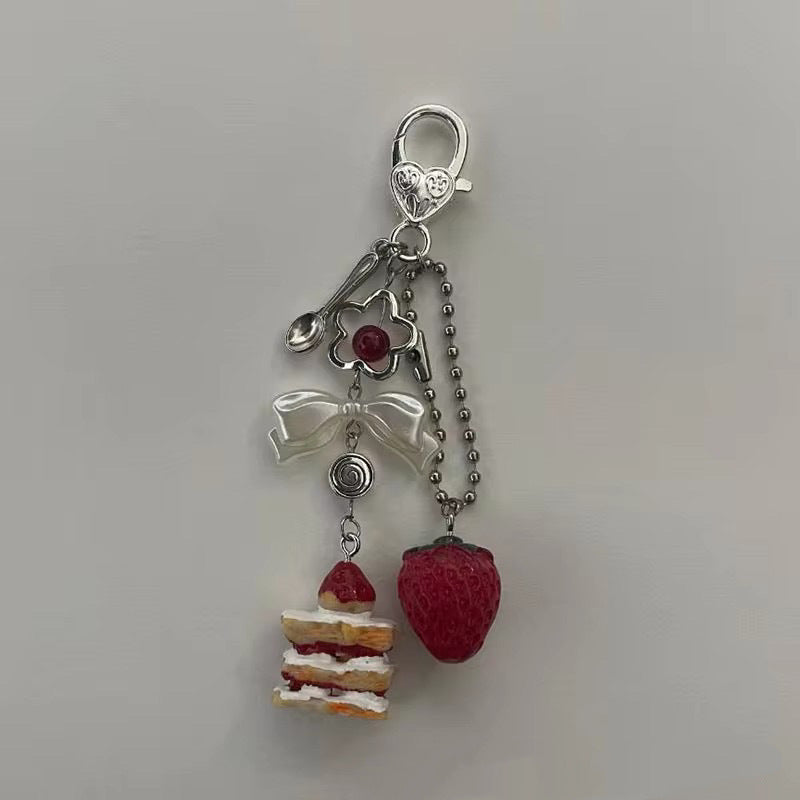Small Cake Beaded Handmade Small Dessert Metal Pendant