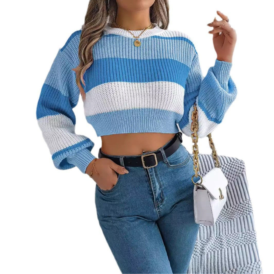 Women's Leisure Pullover Midriff-baring Sweater Knitted Top