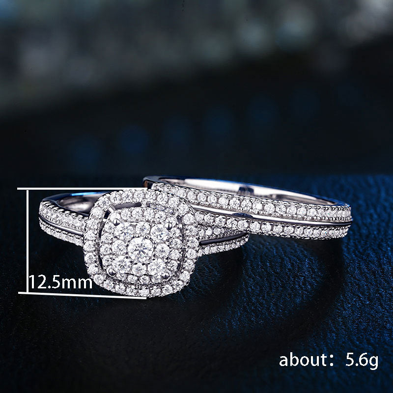 Luxury Couple Combined Ring Set Suit Copper Plated White Gold Bracelet