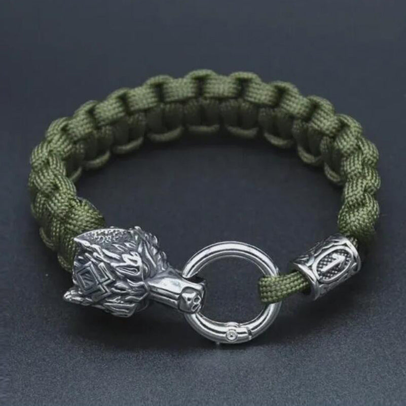 Stainless Steel Luen Character Wolf Head Bracelet Handmade