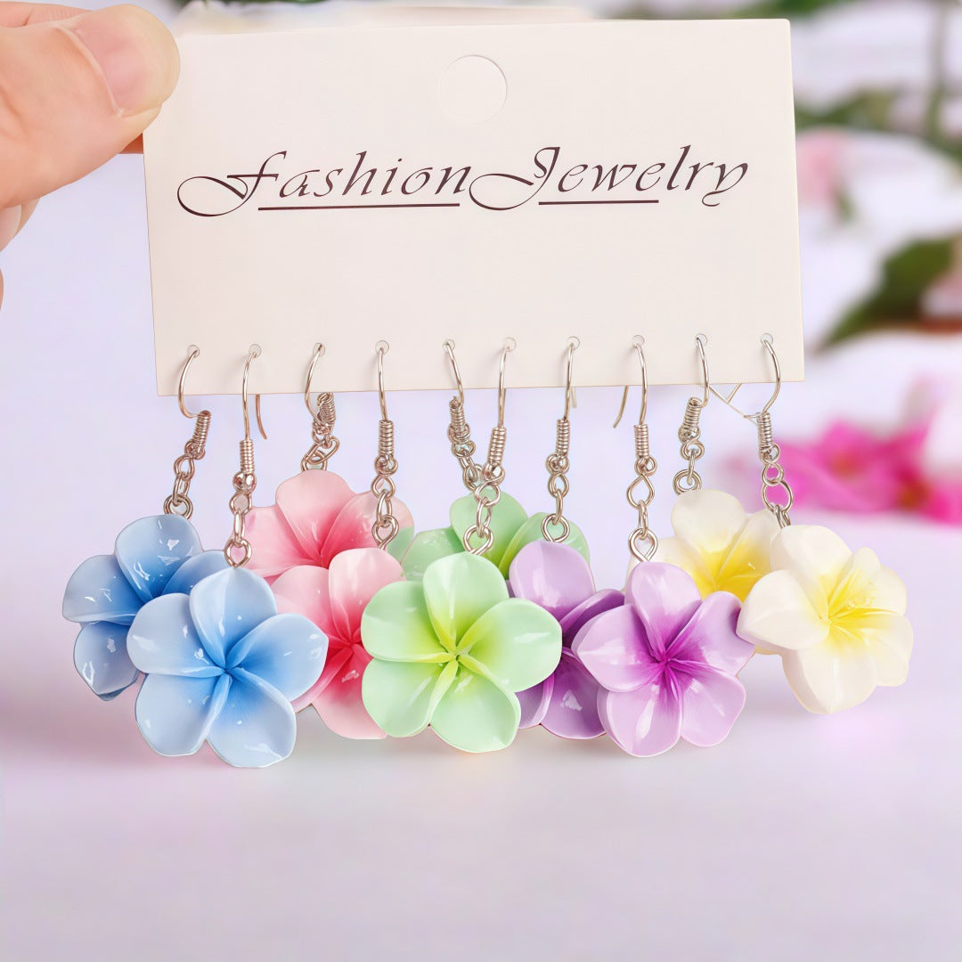 Colorful Plumeria Rubra Summer Flower Resin Earrings