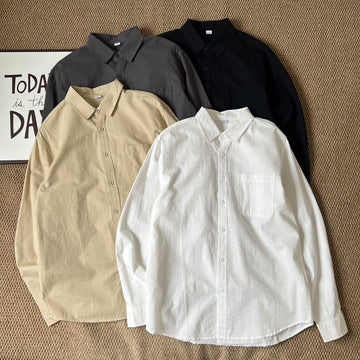 Men's Long Sleeve Simple Korean Casual Loose Shirt