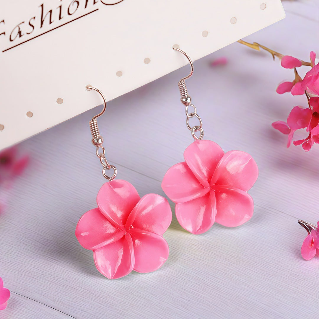 Colorful Plumeria Rubra Summer Flower Resin Earrings
