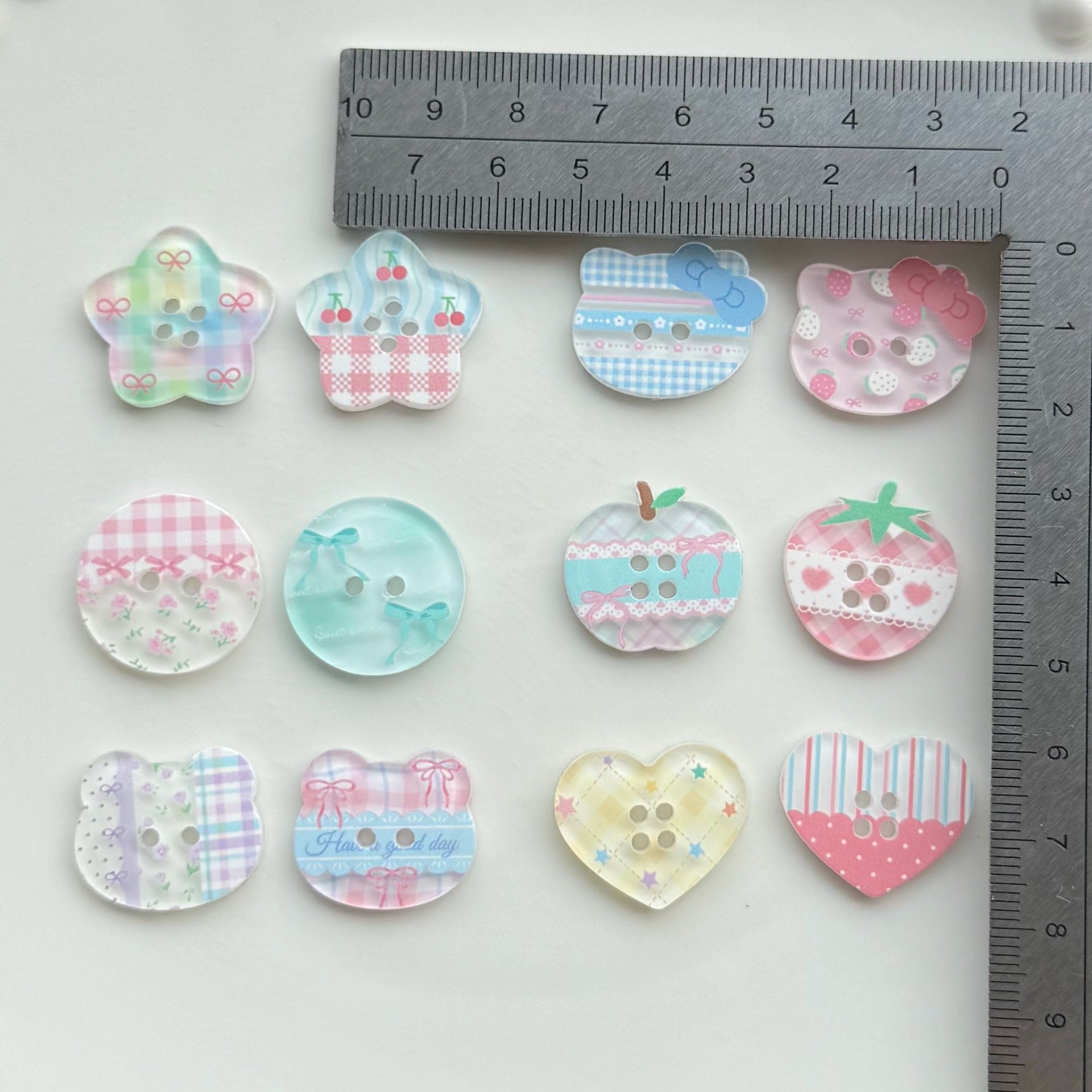 Button Cartoon Plaid Acrylic DIY Clothes Accessories