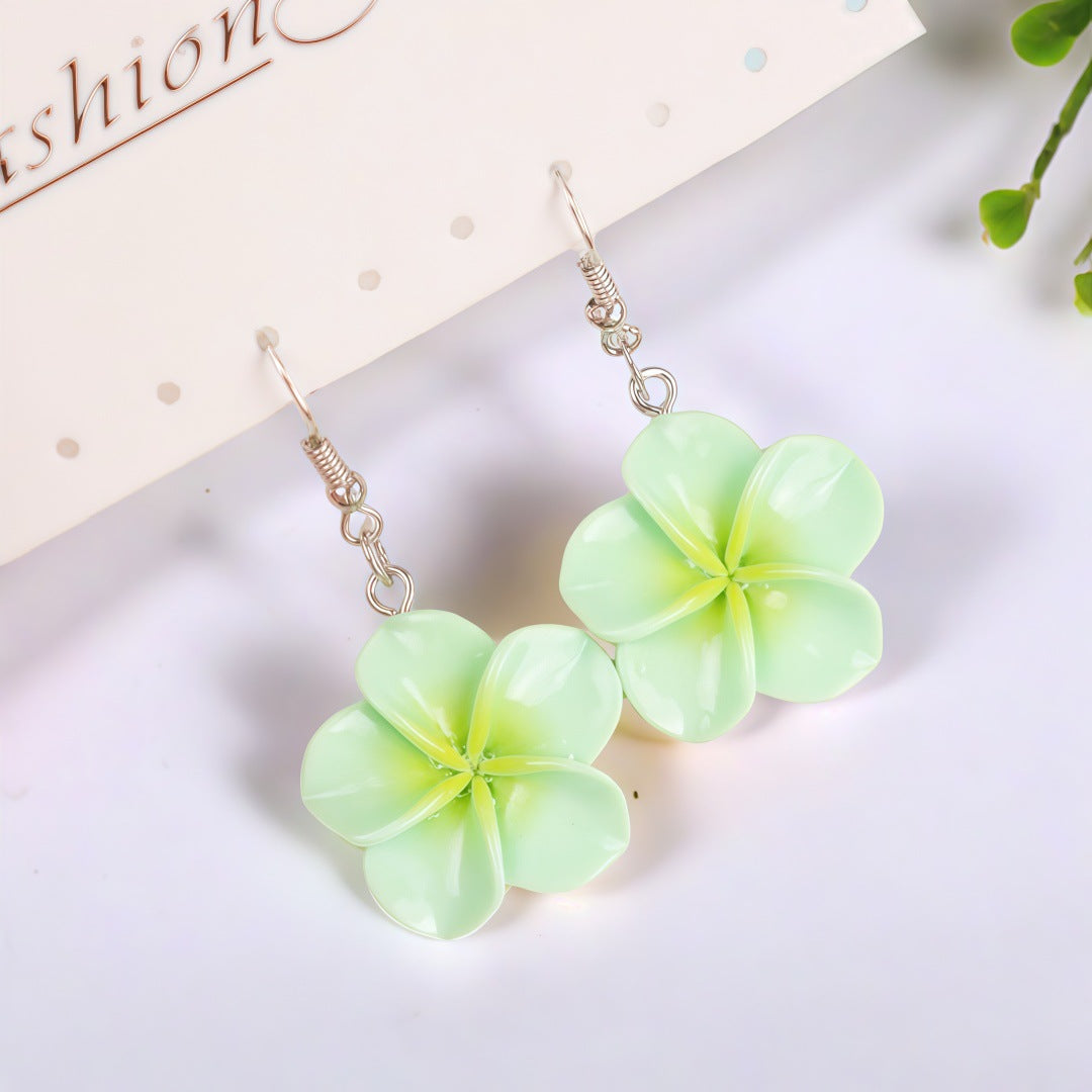 Colorful Plumeria Rubra Summer Flower Resin Earrings