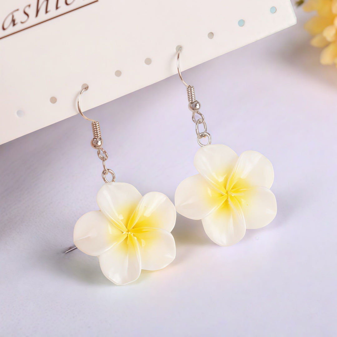 Colorful Plumeria Rubra Summer Flower Resin Earrings