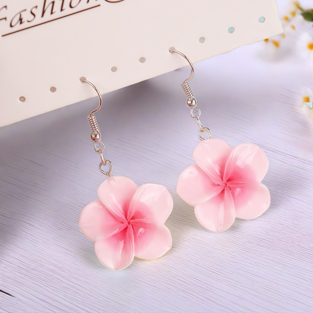 Colorful Plumeria Rubra Summer Flower Resin Earrings