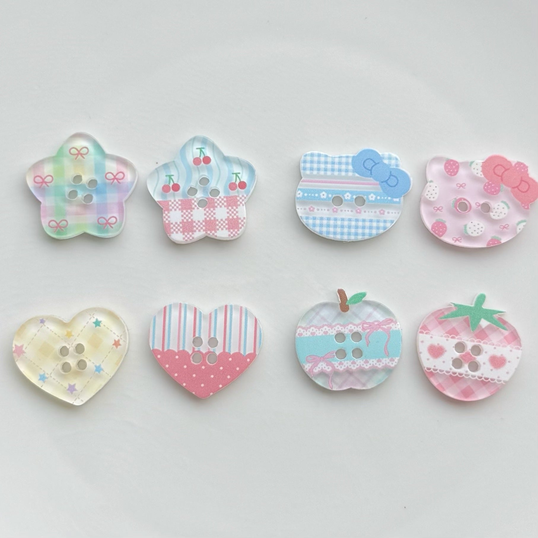 Button Cartoon Plaid Acrylic DIY Clothes Accessories