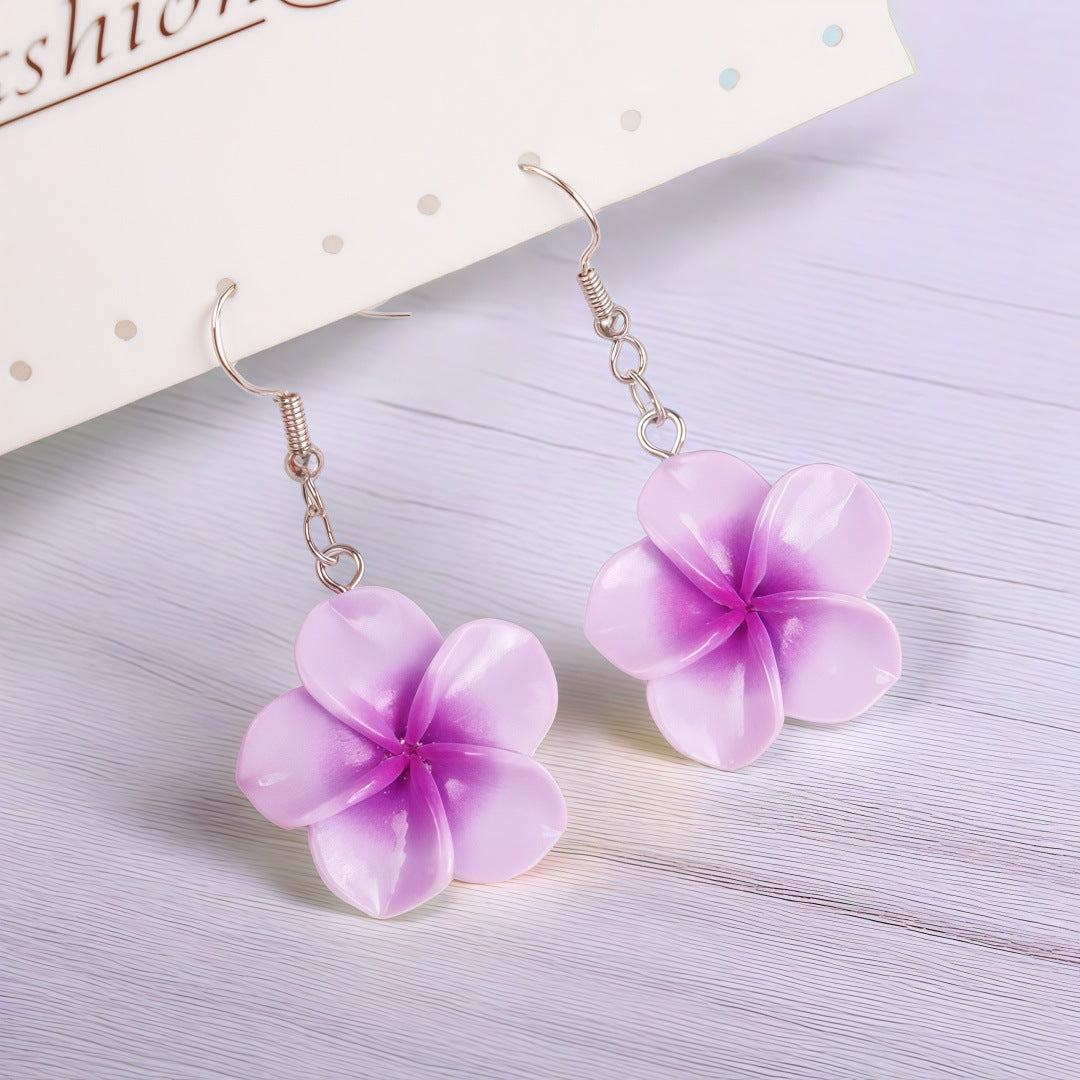 Colorful Plumeria Rubra Summer Flower Resin Earrings