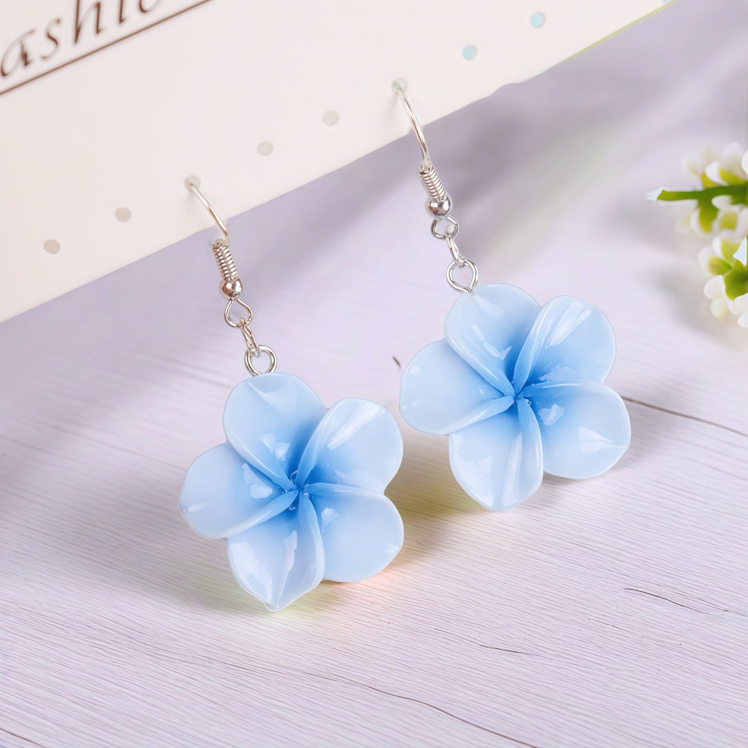 Colorful Plumeria Rubra Summer Flower Resin Earrings