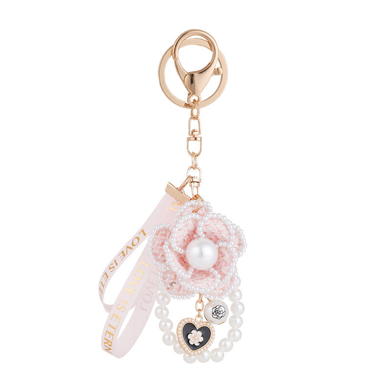 Camellia Key Chain Ribbon Pearl