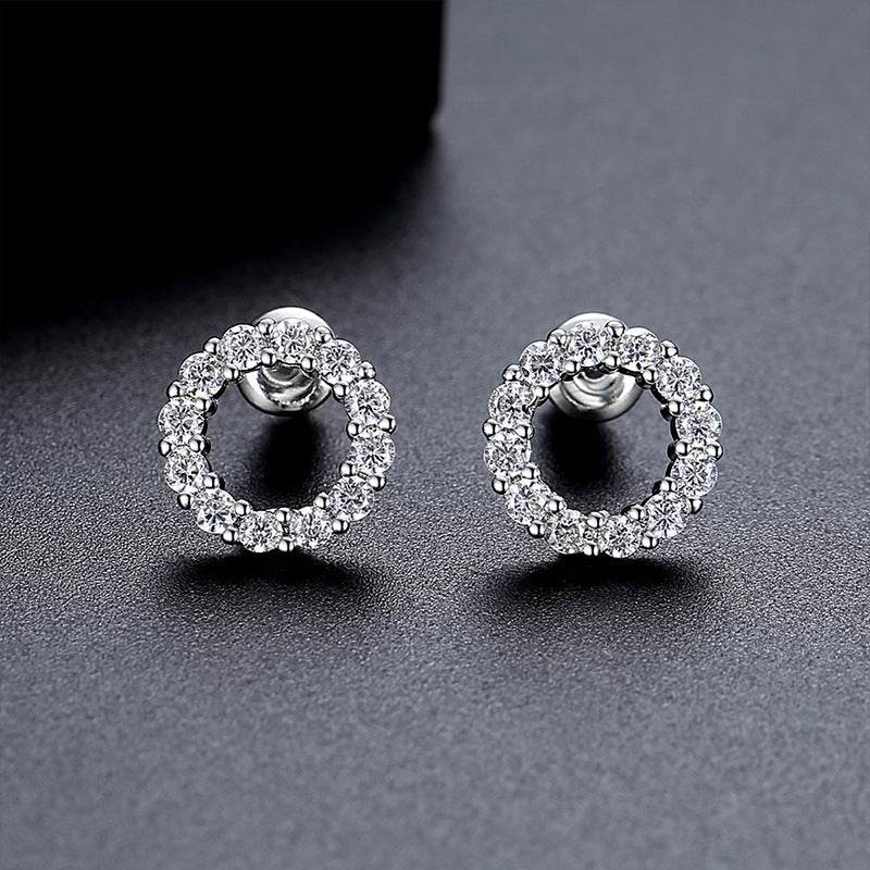 Ring Super Copper Micro Zircon-encrusted Stud Earrings Female