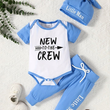 New Children's Summer Clothing Letter Printing Blue And White