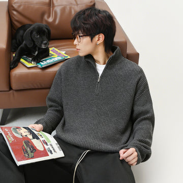 Stand Collar Sweater Men's Imitation Deer Plush